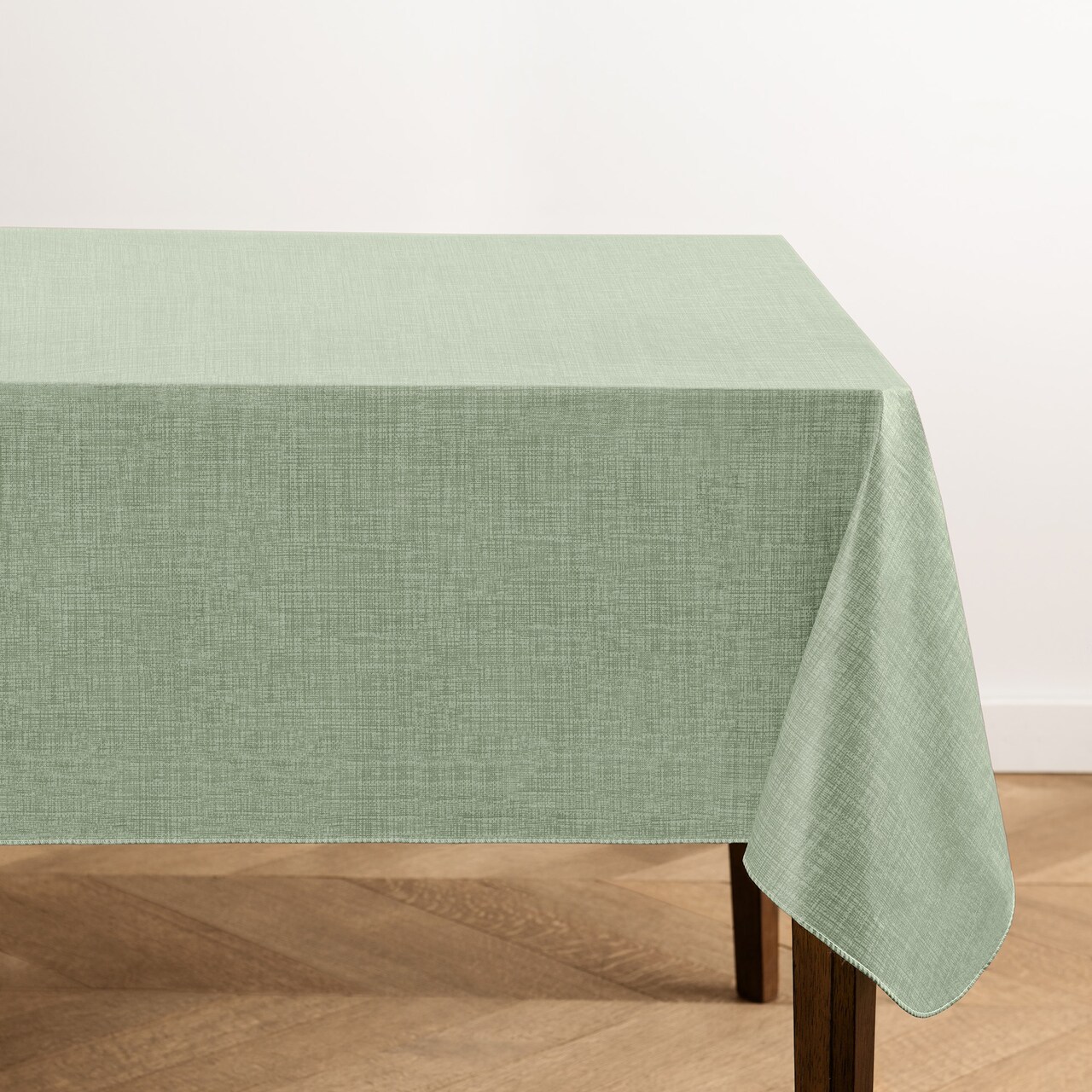 Threadmade Home Monterey Linen Texture Vinyl Indoor/Outdoor Tablecloth, Sage - 52"W x 52"L Square